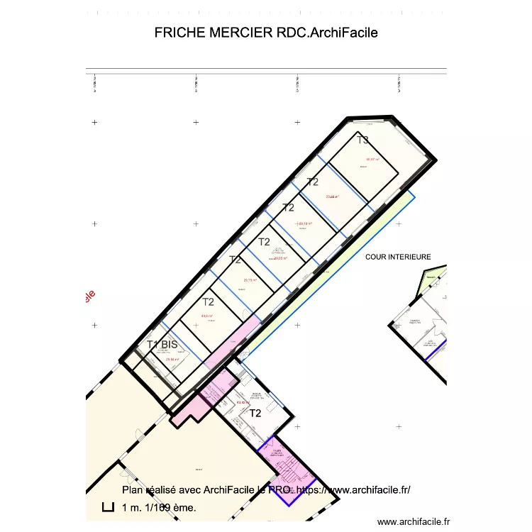 FRICHE MERCIER R+3 V3. Plan de 10  et 260 m²