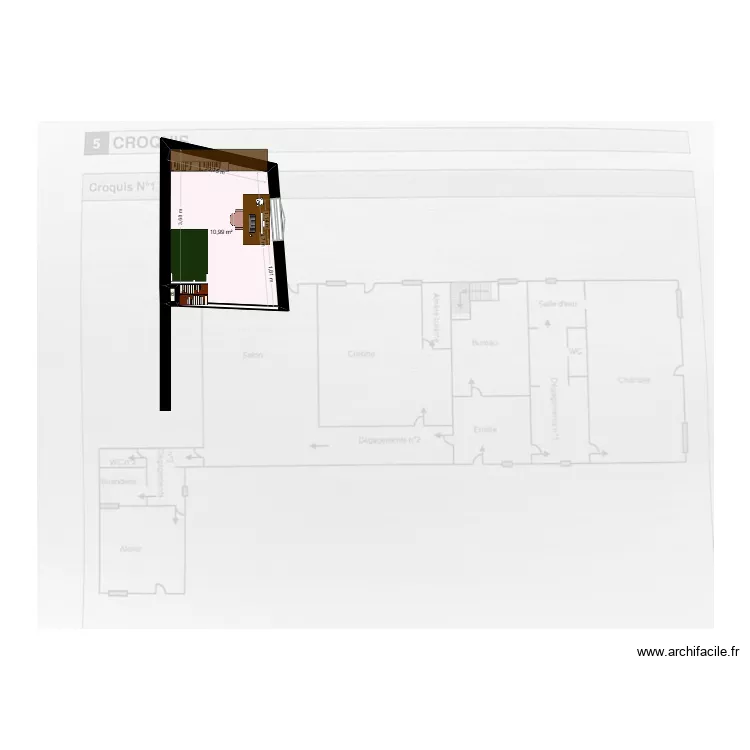 Longère version 5. Plan de 2 et 11 m² Longère version 5. Plan de 2 et 11 m²