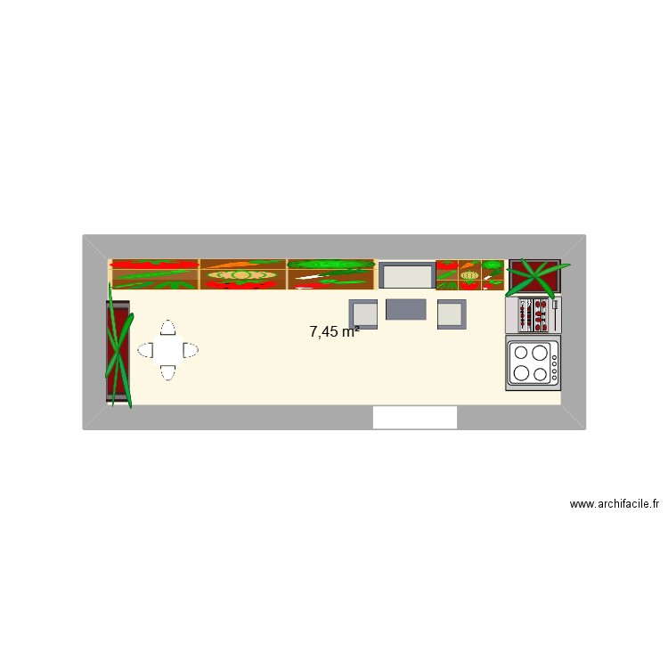 Balcon salon1. Plan de 1 pièce et 7 m2
