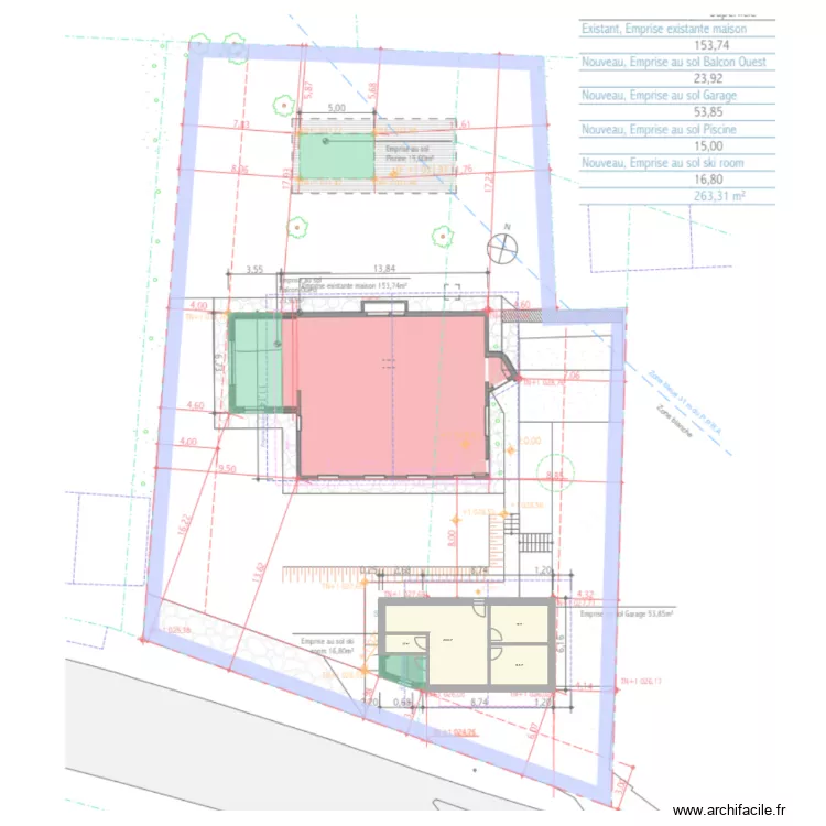 Annexe entree gaillands. Plan de 4  et 51 m²