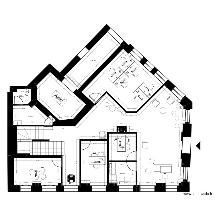 Marseille République RDC. Plan de 12 pièces et 170 m2