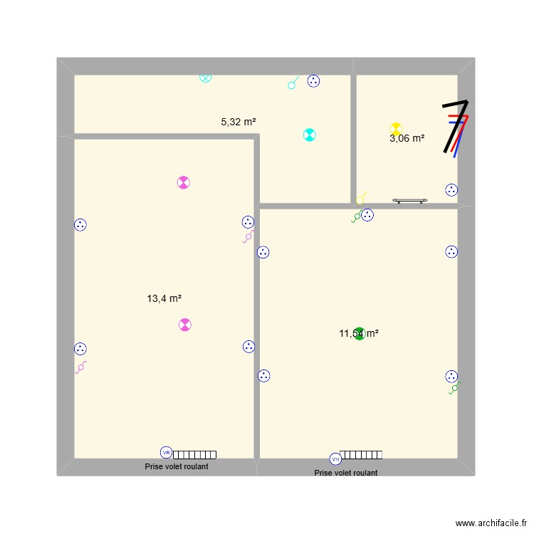plan etage smarves plomberie electricite. Plan de 4 pièces et 33 m2