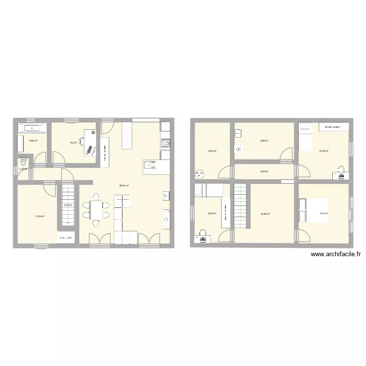 plan nezel 3 chambres. Plan de 
