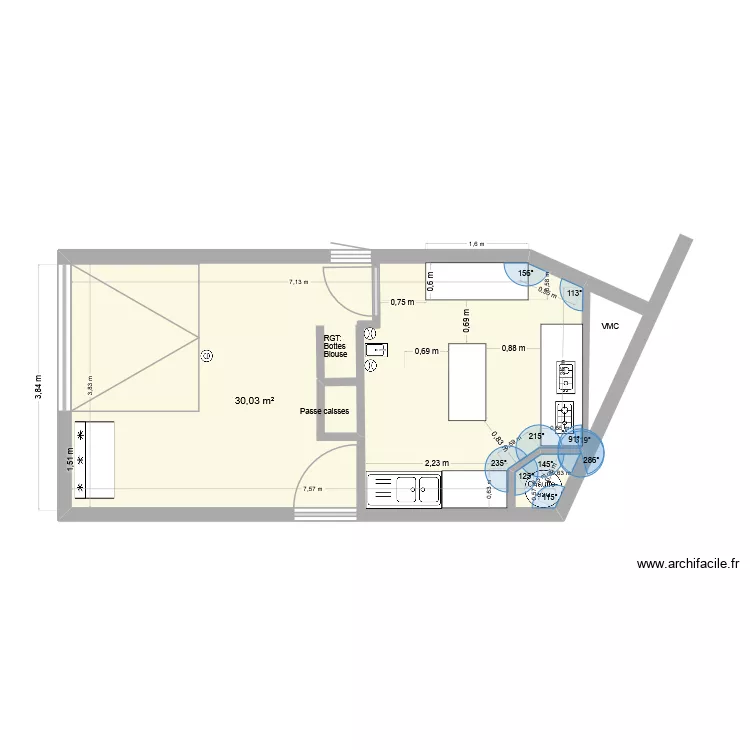 Atelier Armelle V2. Plan de 1  et 30 m²