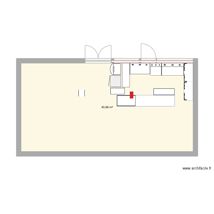 Caysse. Plan de 1 pièce et 44 m2