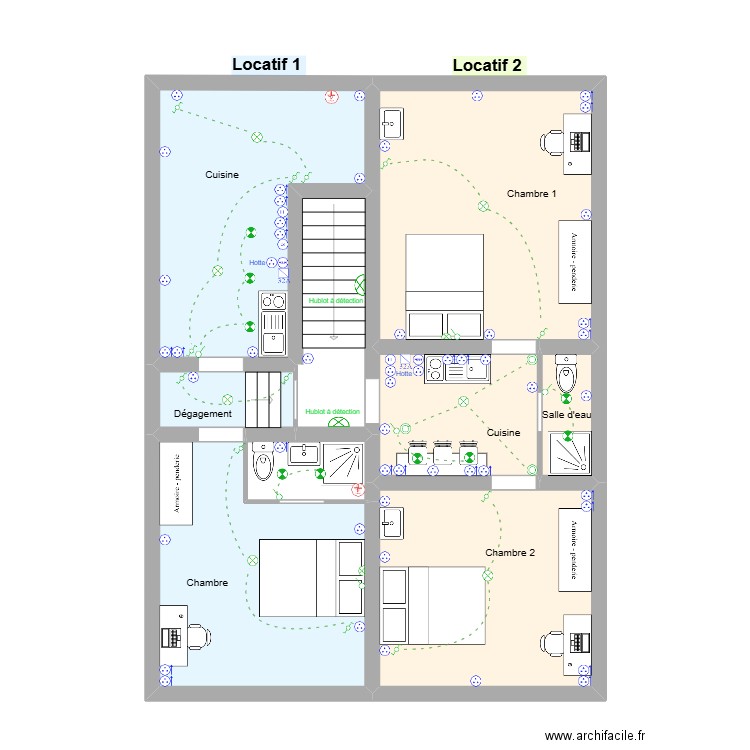 SIMON Guillaume. Plan de 9 pièces et 75 m2