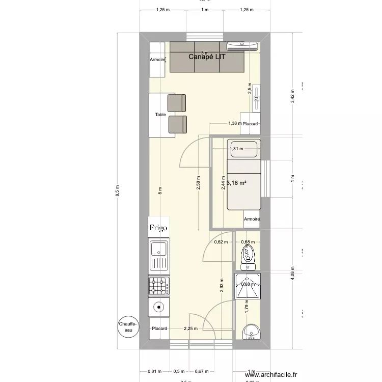 Studio V3. Plan de 4 Pièces et 23 m² Studio V3. Plan de 4 Pièces et 23 m²