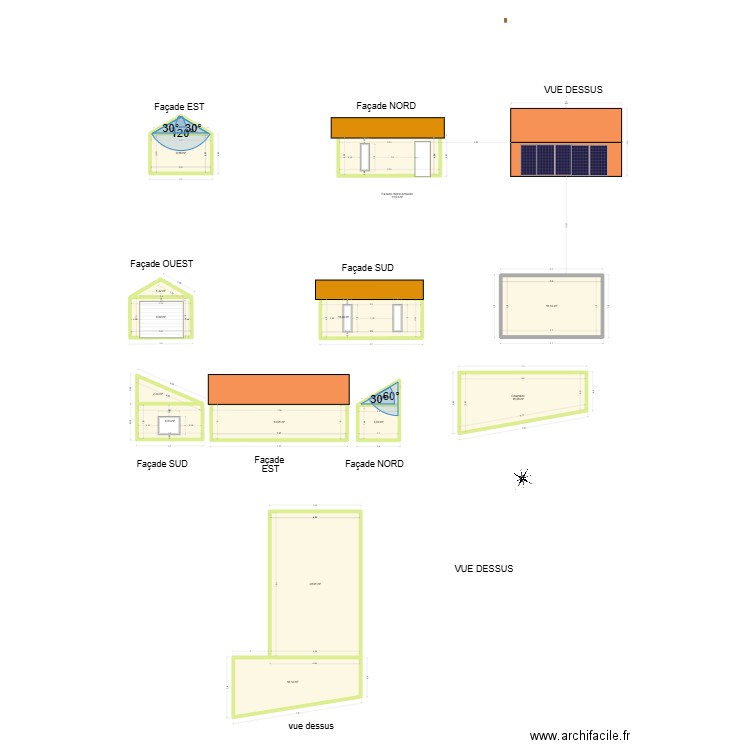 Plan de facade et toiture garage 4. Plan de 15 pièces et 161 m2