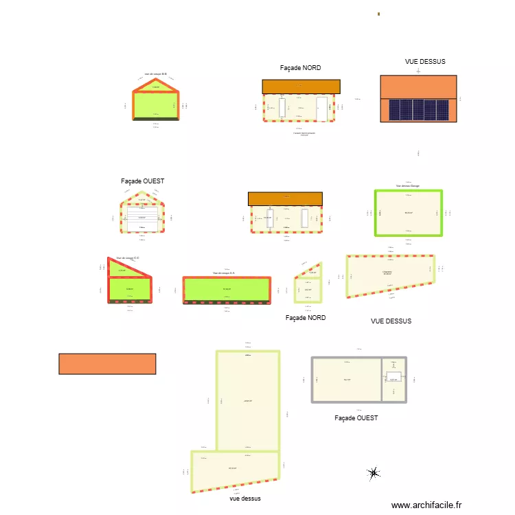 Plan de facade et toiture garage 4. Plan de 17 pièces et 184 m²