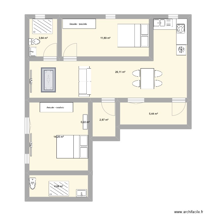 FUSION 3 et 4. Plan de 8 pièces et 70 m2