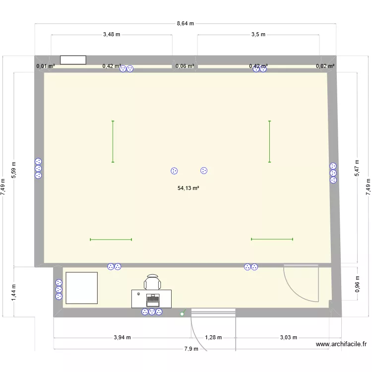 salle immersive PR. Plan de 6 Pièces et 55 m²