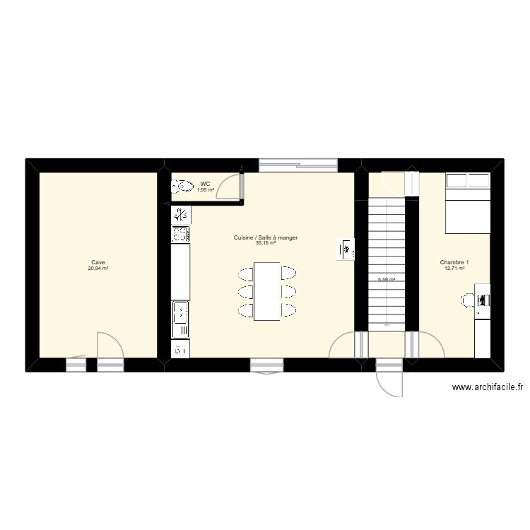 Maison Massieux étage. Plan de 15 pièces et 120 m2