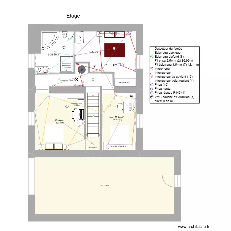 etage joudreville plan elec. Plan de 