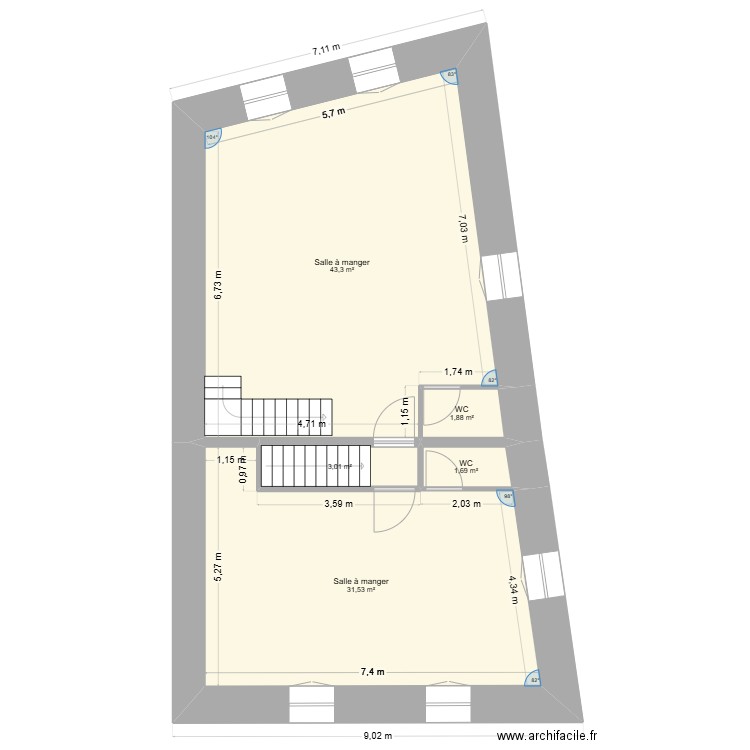 1er. Plan de 5 pièces et 81 m2