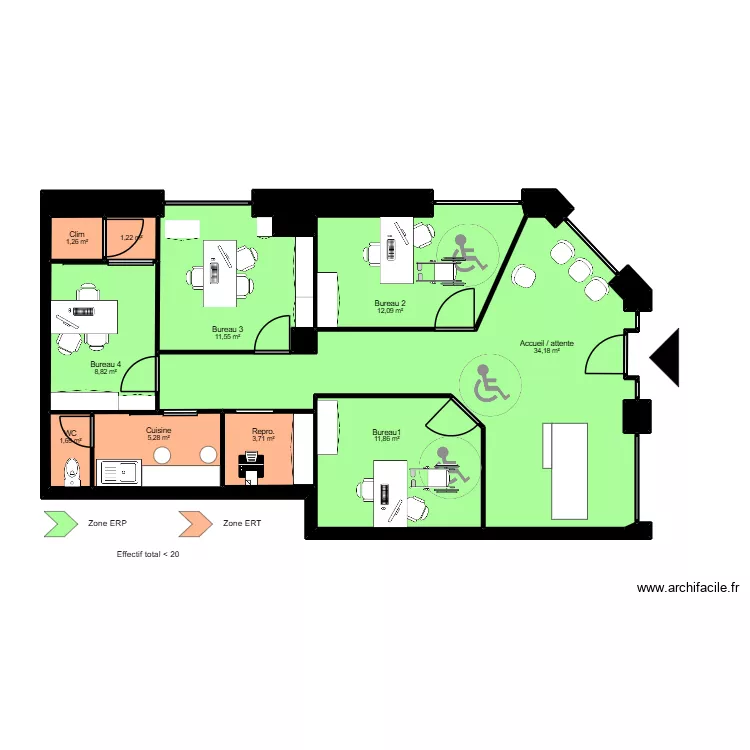 Valence ERP. Plan de 16 pièces et 100 m² Valence ERP. Plan de 16 pièces et 100 m²