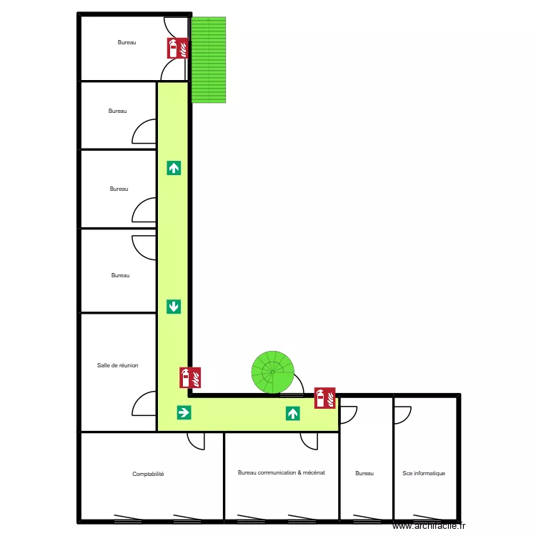 Banque A - etage. Plan de 10  et 426 m²