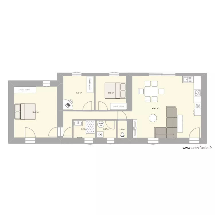 Bois rosier. Plan de 7 Pièces et 83 m² Bois rosier. Plan de 7 Pièces et 83 m²