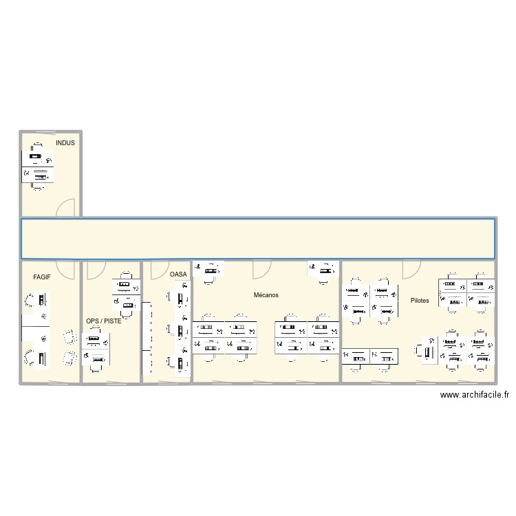 Bureaux SAG_15 PIL_LUE. Plan de 7 pièces et 197 m2