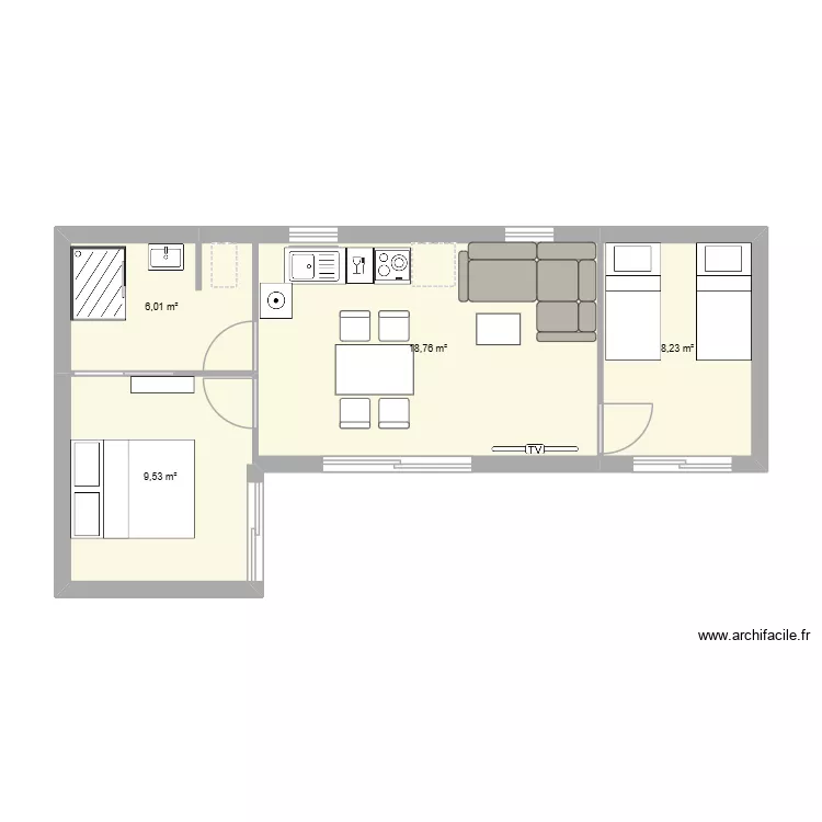 Tiny. Plan de 4 et 43 m² Tiny. Plan de 4 et 43 m²