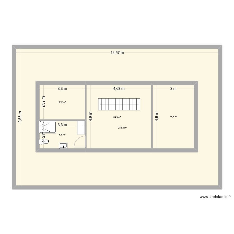 Combles. Plan de 5 pièces et 194 m2