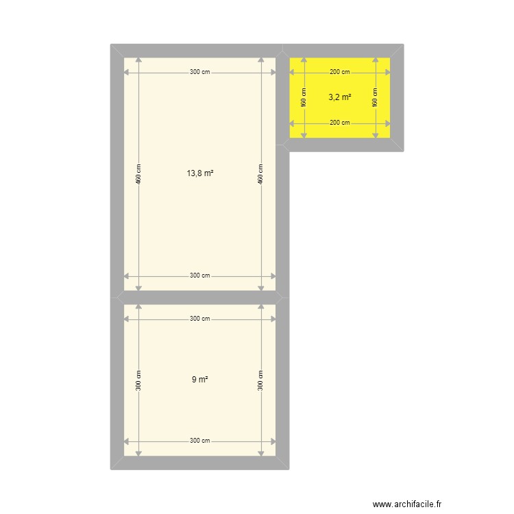 moumou . Plan de 3 pièces et 26 m2