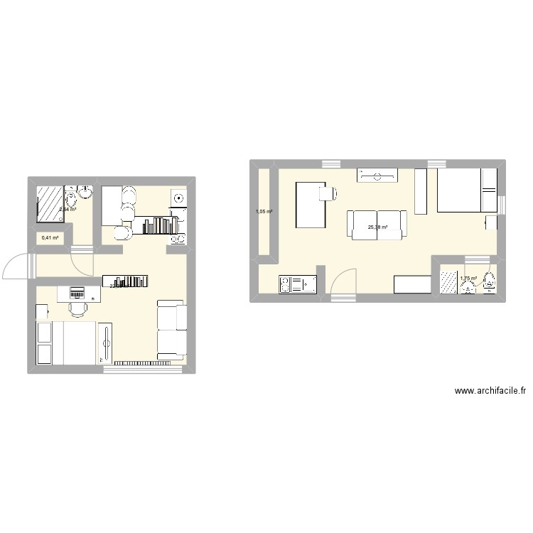 LEA. Plan de 6 pièces et 54 m2