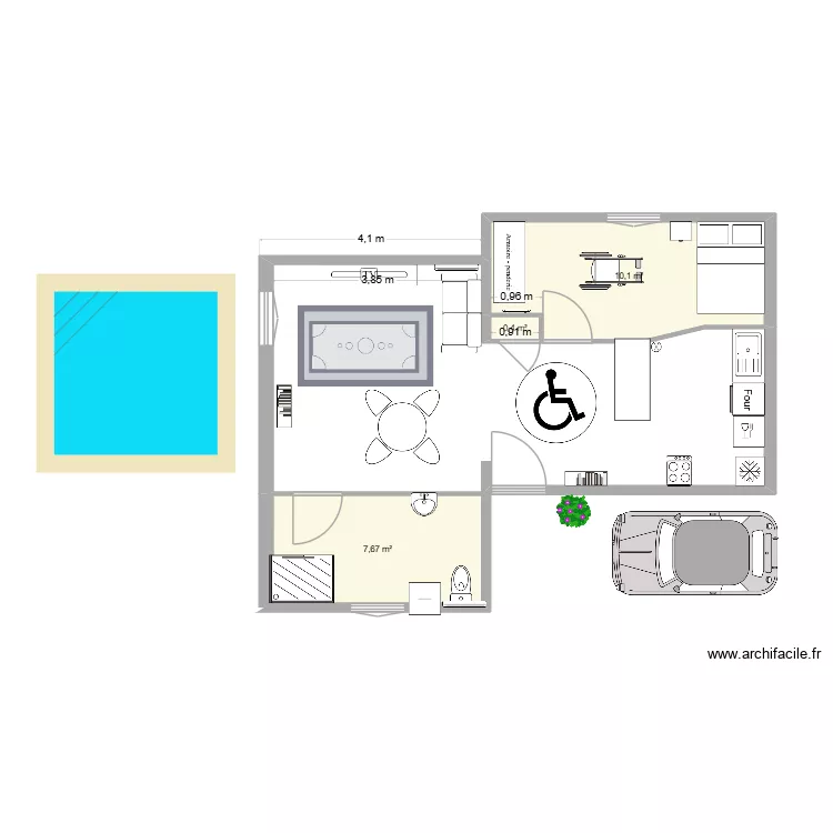 MA FUTURE MAISON AVEC VALENTINE pmr. Plan de 3  et 18 m²