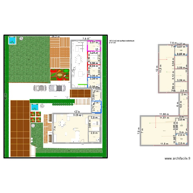 maison 2025 bis. Plan de 16 pièces et 1096 m2
