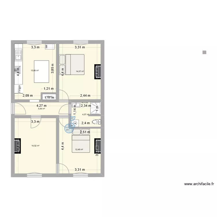 Carca-1er-droit-reno_v1. Plan de 7 Pièces et 65 m²