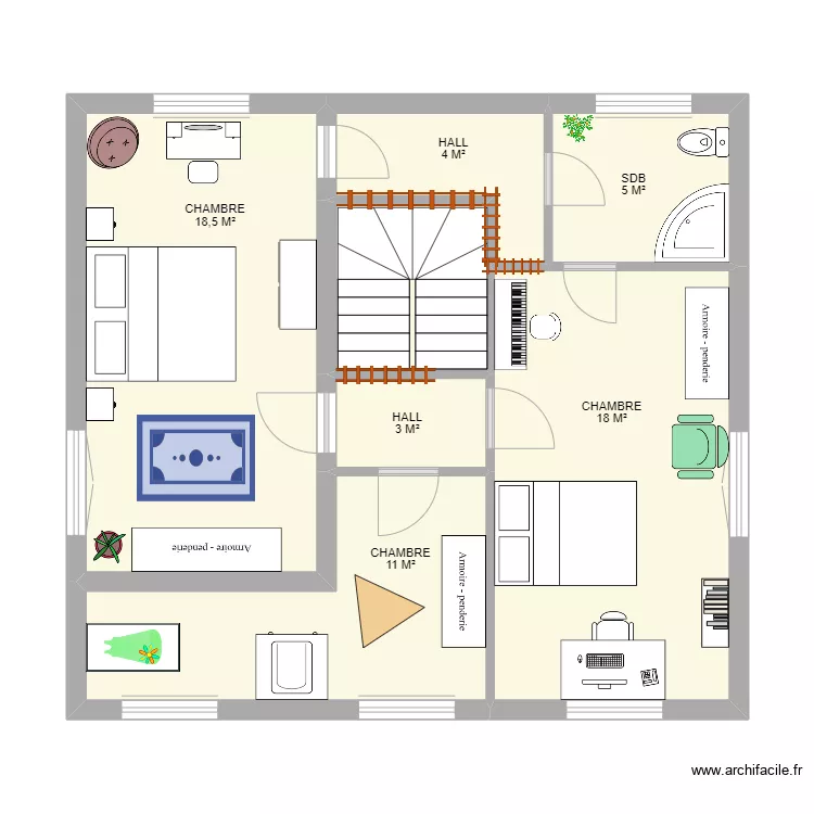 ETAGE VITRIVAL. Plan de 7  et 62 m²