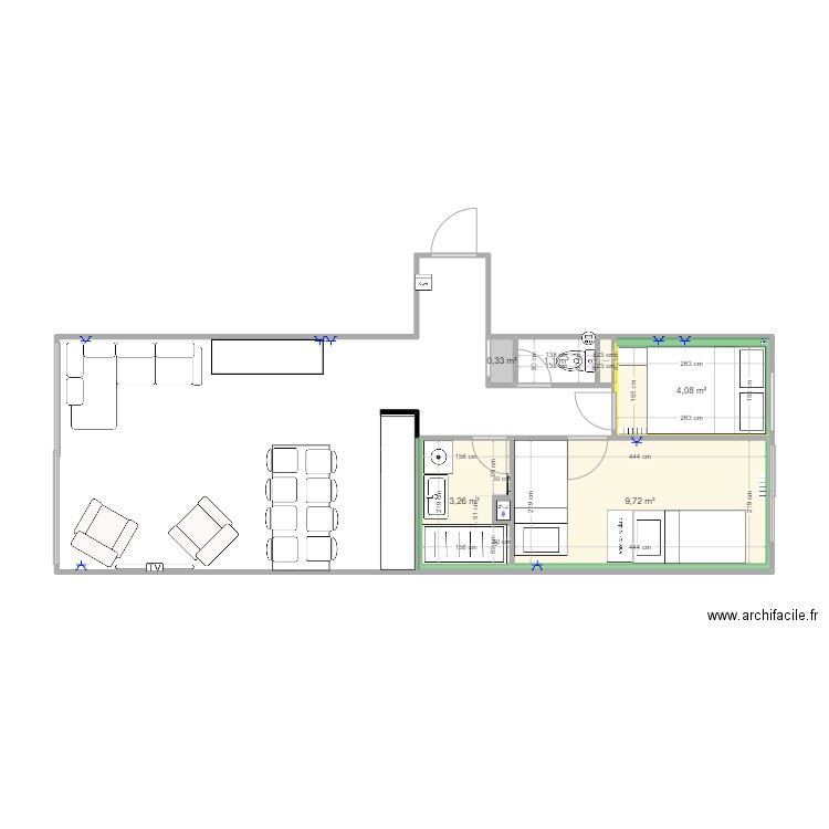 La Toussuire sol 2. Plan de 8 pièces et 50 m2