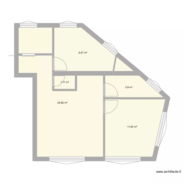 Plan Appartement Av Coicaud Existant. Plan de 5 pièces et 51 m² Plan Appartement Av Coicaud Existant. Plan de 5 pièces et 51 m²