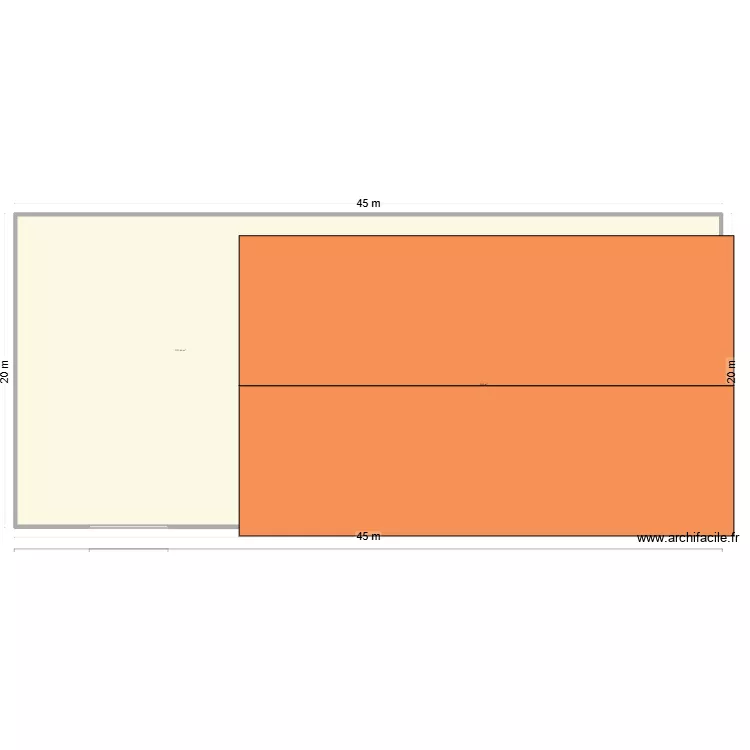 Hangar pour permi. Plan de 2  et 873 m²