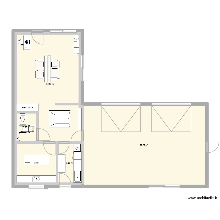 garage. Plan de 5 pièces et 109 m2
