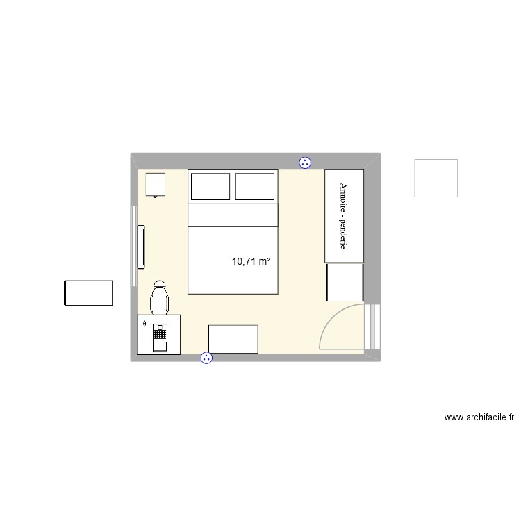 Chambre future. Plan de 1 pièce et 11 m2