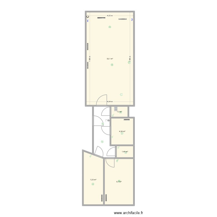 Zeemeermin électricité. Plan de 6 pièces et 56 m2