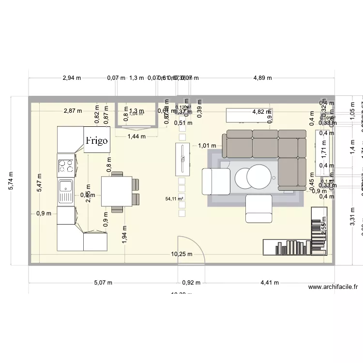aménagement studio50m2. Plan de 5 Pièces et 55 m² aménagement studio50m2. Plan de 5 Pièces et 55 m²