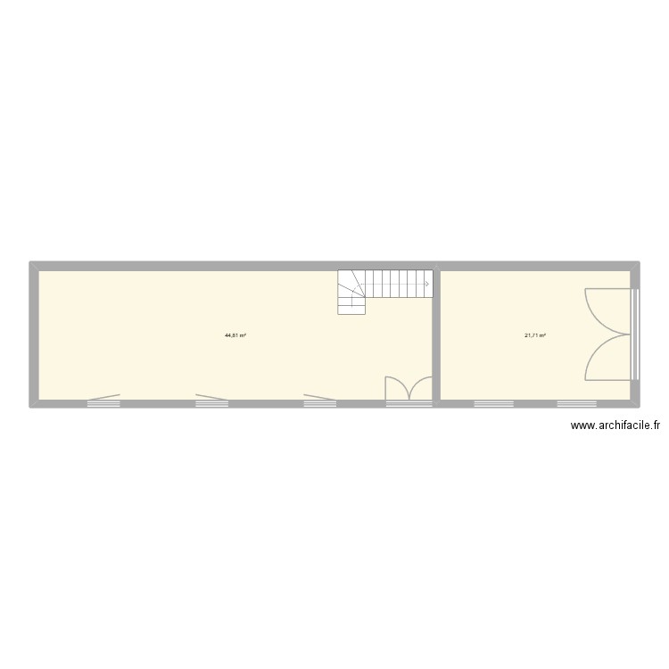 labo. Plan de 2 pièces et 67 m2