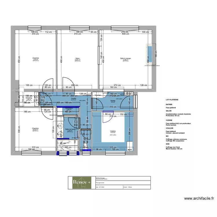 Projet Carm&eacute;lites plan pl&acirc;trerie. Plan de 