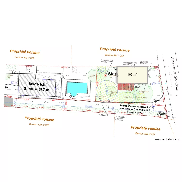 Germignan 1. Plan de 1 et 100 m² Germignan 1. Plan de 1 et 100 m²