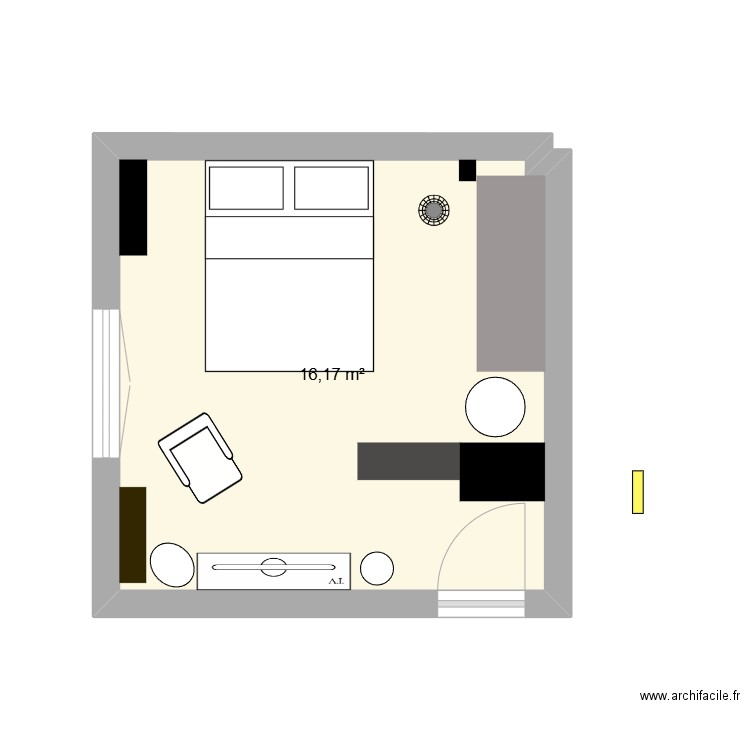 plan Chambre 4M par 4,05M. Plan de 1 pièce et 16 m2