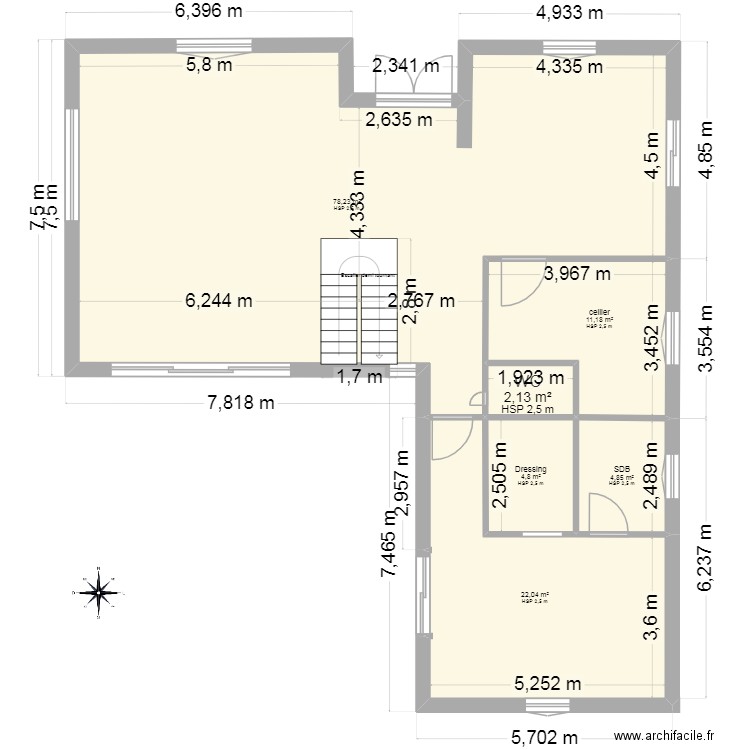 projet Chloé et Pierre. Plan de 6 pièces et 129 m2