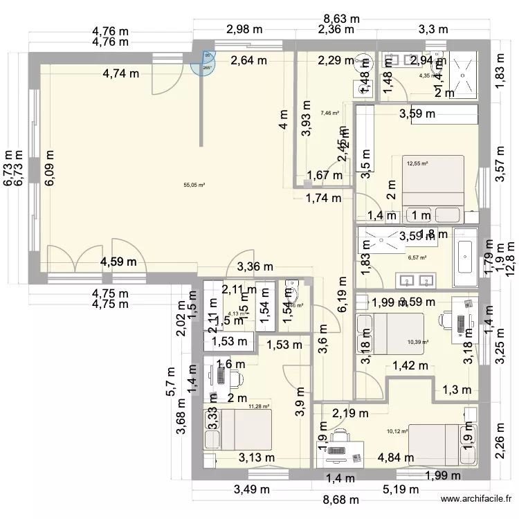 julie v5. Plan de 10  et 123 m²