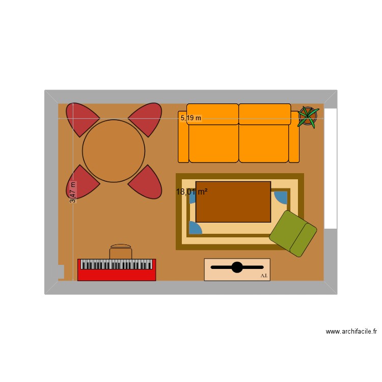 Appart Rottembourg. Plan de 1 pièce et 18 m2