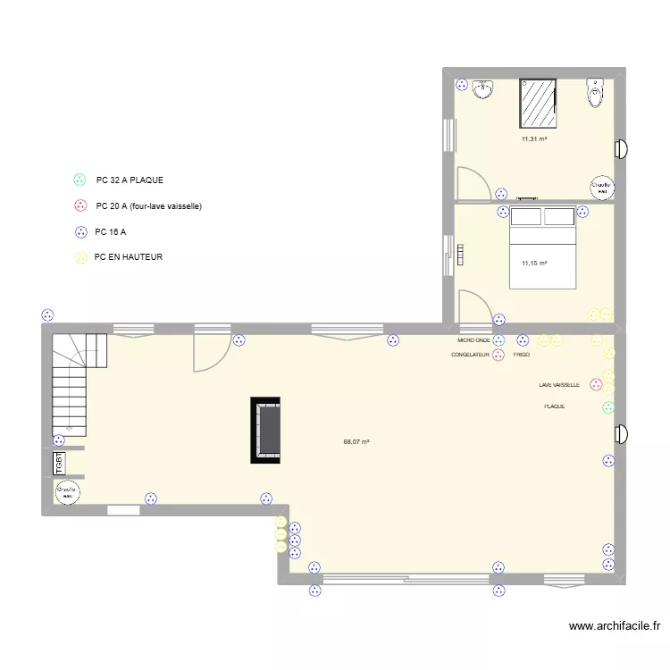 RENARD PC ANCIENNE PARTIE. Plan de 3  et 91 m²