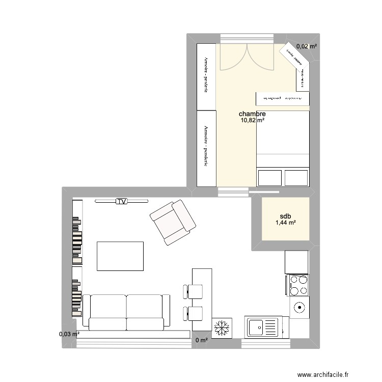 appart. Plan de 5 pièces et 12 m2