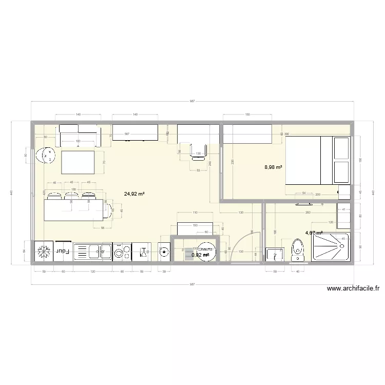 etage mai 2026. Plan de 4  et 39 m²