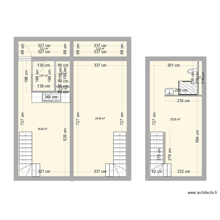 plan T2 BERGERAC . Plan de 9 pièces et 78 m2