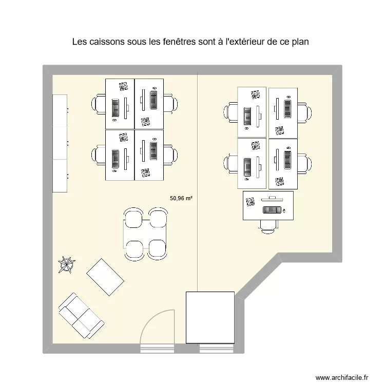 Plan nouveau bureau UV 6. Plan de 1  et 51 m²