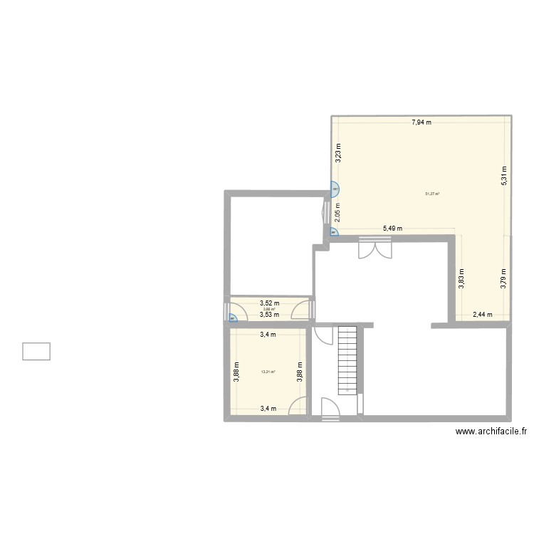 goeulzin interieur 2. Plan de 3 pièces et 68 m2